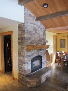 Stone Wrapped Fireplace
