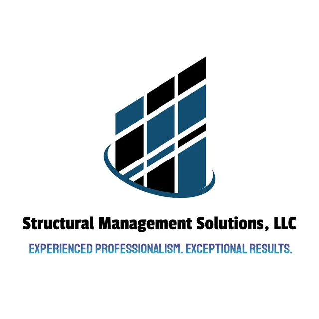 Logo: blue and black geometric shape with company name