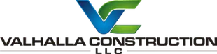 Logo for Valhalla Construction LLC, features stylized VC with blue and green gradients, text below.