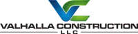 Logo for Valhalla Construction LLC, with a blue and green VC graphic above the text.
